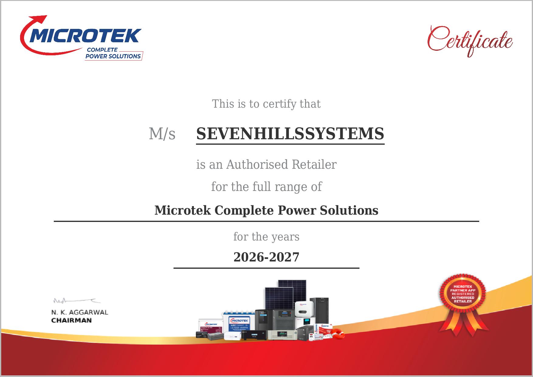 Microtek Authorized Retailer Certificate